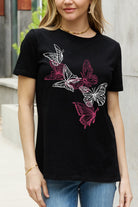 Gray Simply Love Full Size Butterfly Graphic Cotton Tee Tops