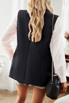 Black Double-Breasted Sleeveless Blazer