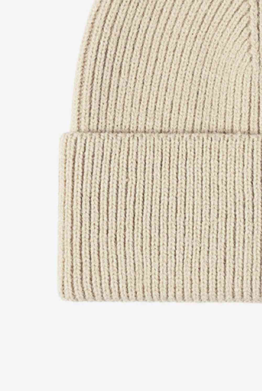 Antique White Warm In Chilly Days Knit Beanie Winter Accessories