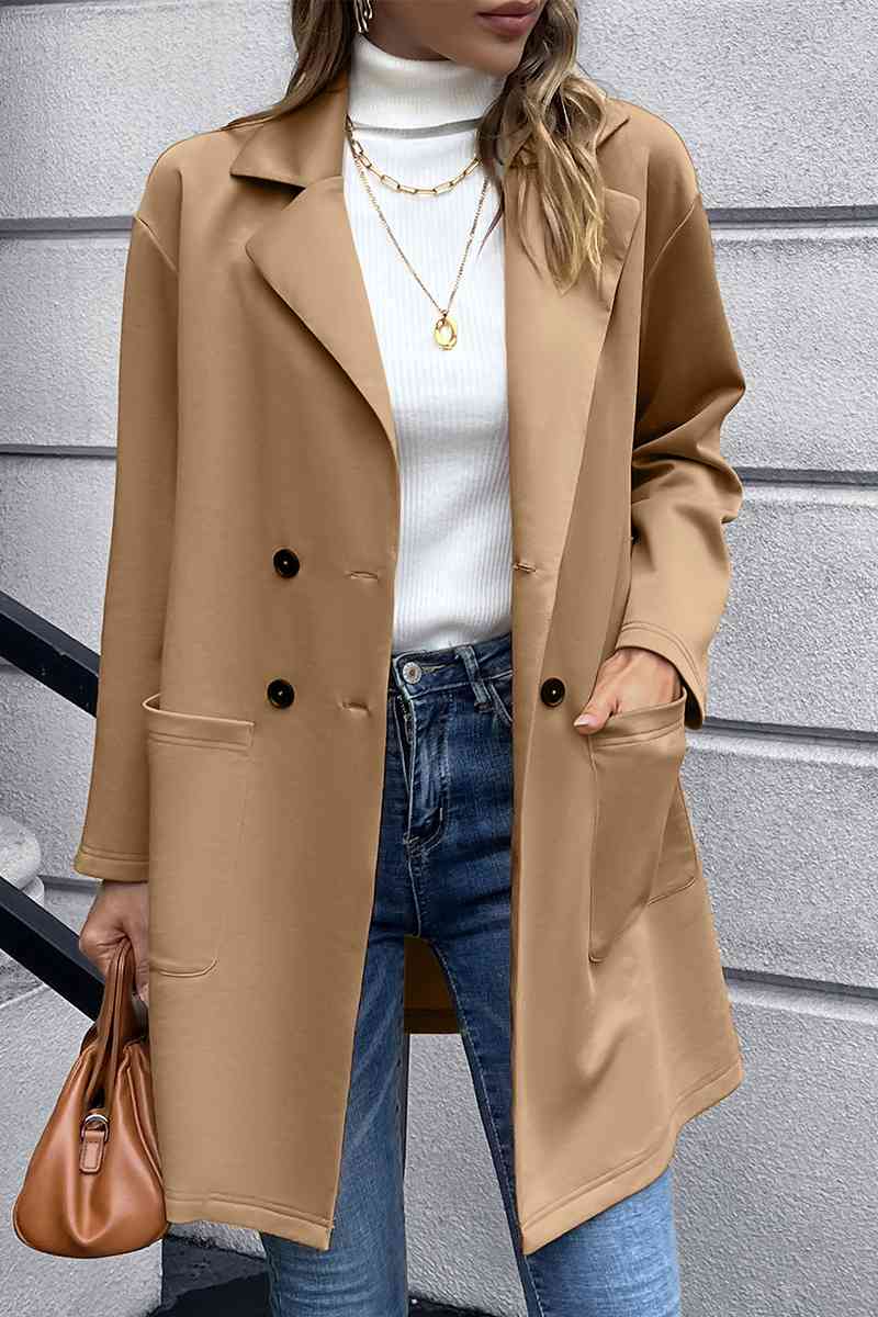 Rosy Brown Lapel Collar Long Sleeve Blazer Clothes