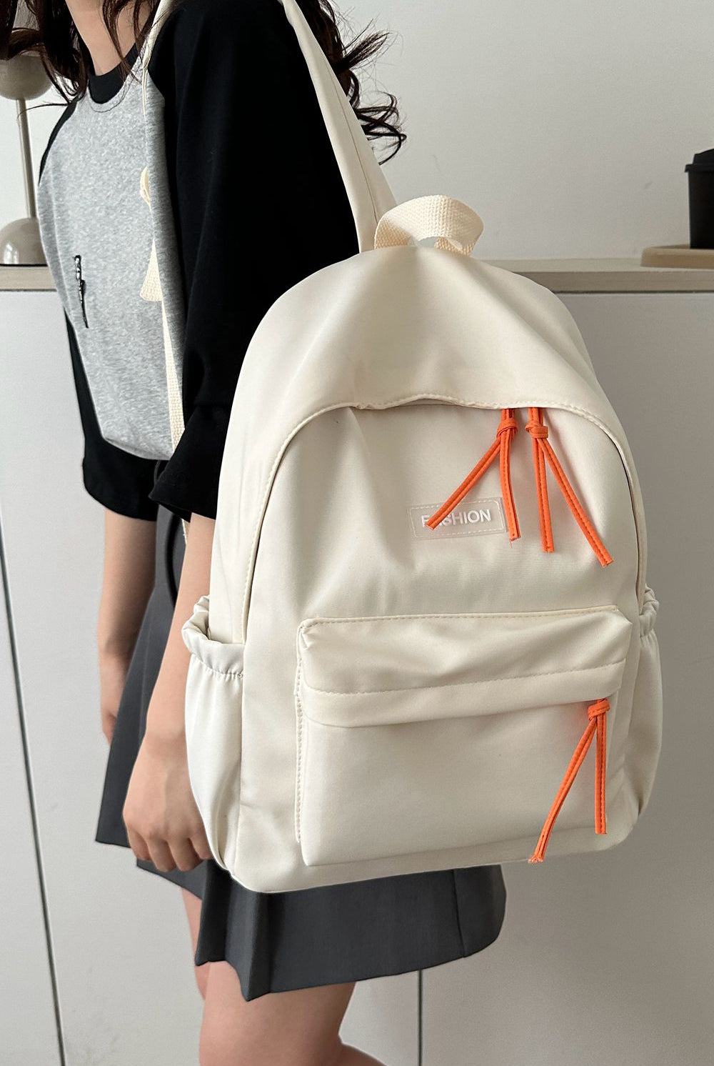 Gray Nylon Large Backpack Handbags