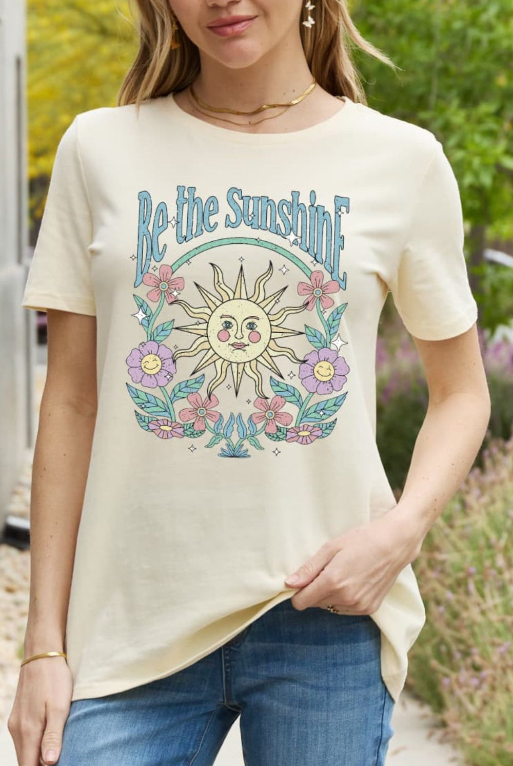 Light Gray Simply Love Simply Love Full Size BE THE SUNSHINE Graphic Cotton Tee Graphic Tees