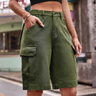 Dim Gray Denim Cargo Shorts with Pockets Denim