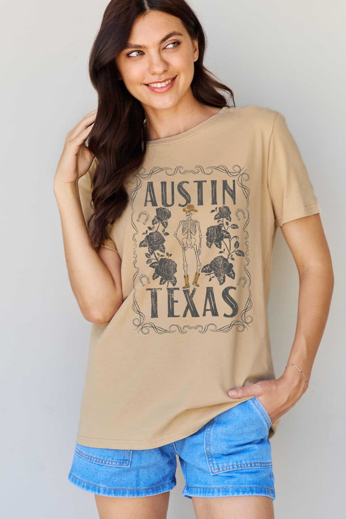 Gray Simply Love Full Size AUSTIN  TEXAS Graphic Cotton T-Shirt Graphic Tees