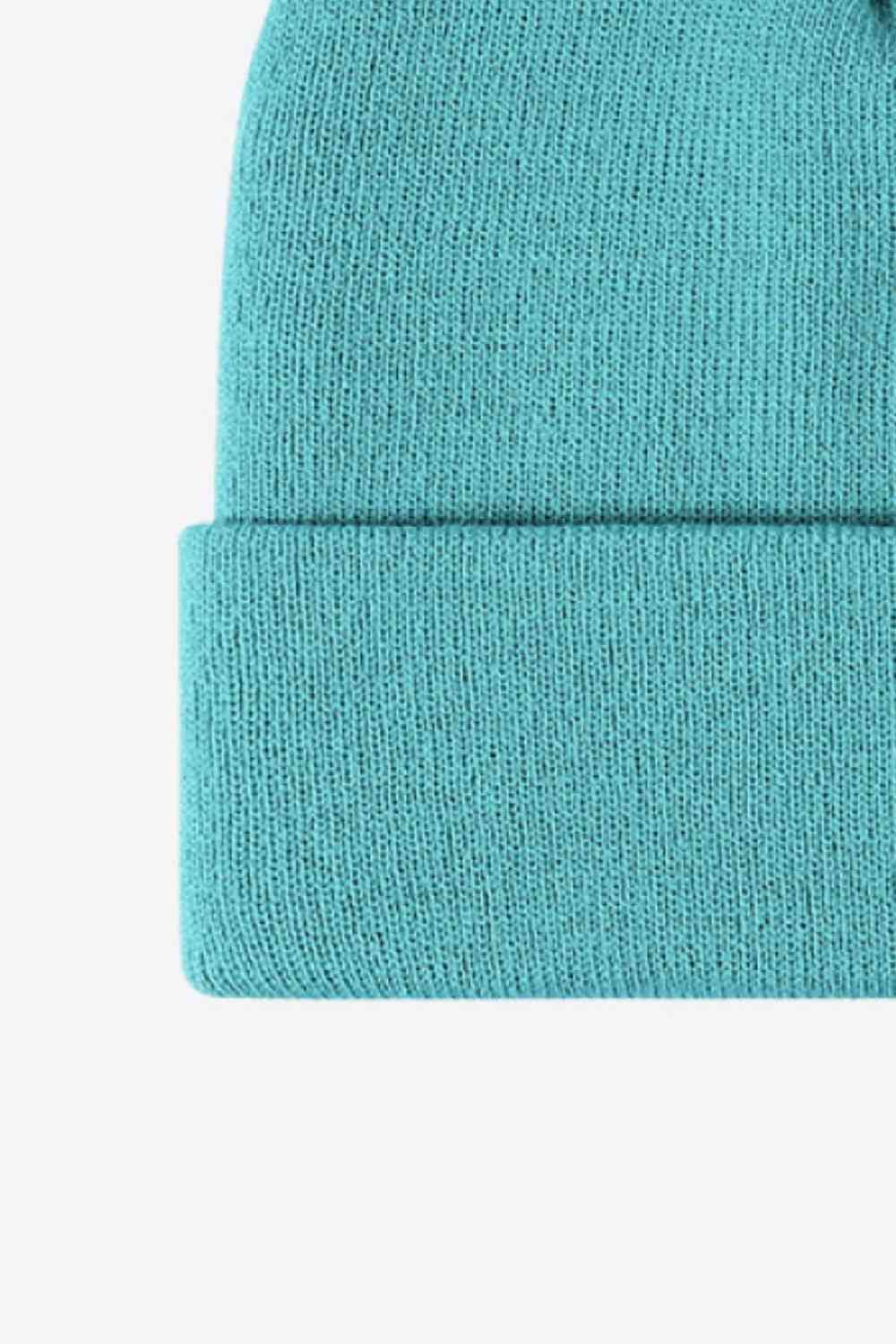 Medium Aquamarine Cuff Knit Beanie Winter Accessories