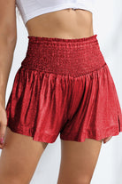 Sienna Try To Pay Attention Glitter Smocked High-Waist Shorts Shorts