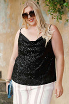 Rosy Brown Plus Size Sequin Cowl Neck Cami Holiday