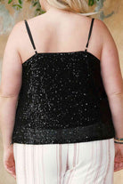 Black Plus Size Sequin Cowl Neck Cami Holiday