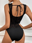 Black Tied Open Back Sleeveless Bodysuit Tops