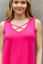 Maroon Turn The Page Criss Cross Front Detail Sleeveless Top in Hot Pink Tank Tops