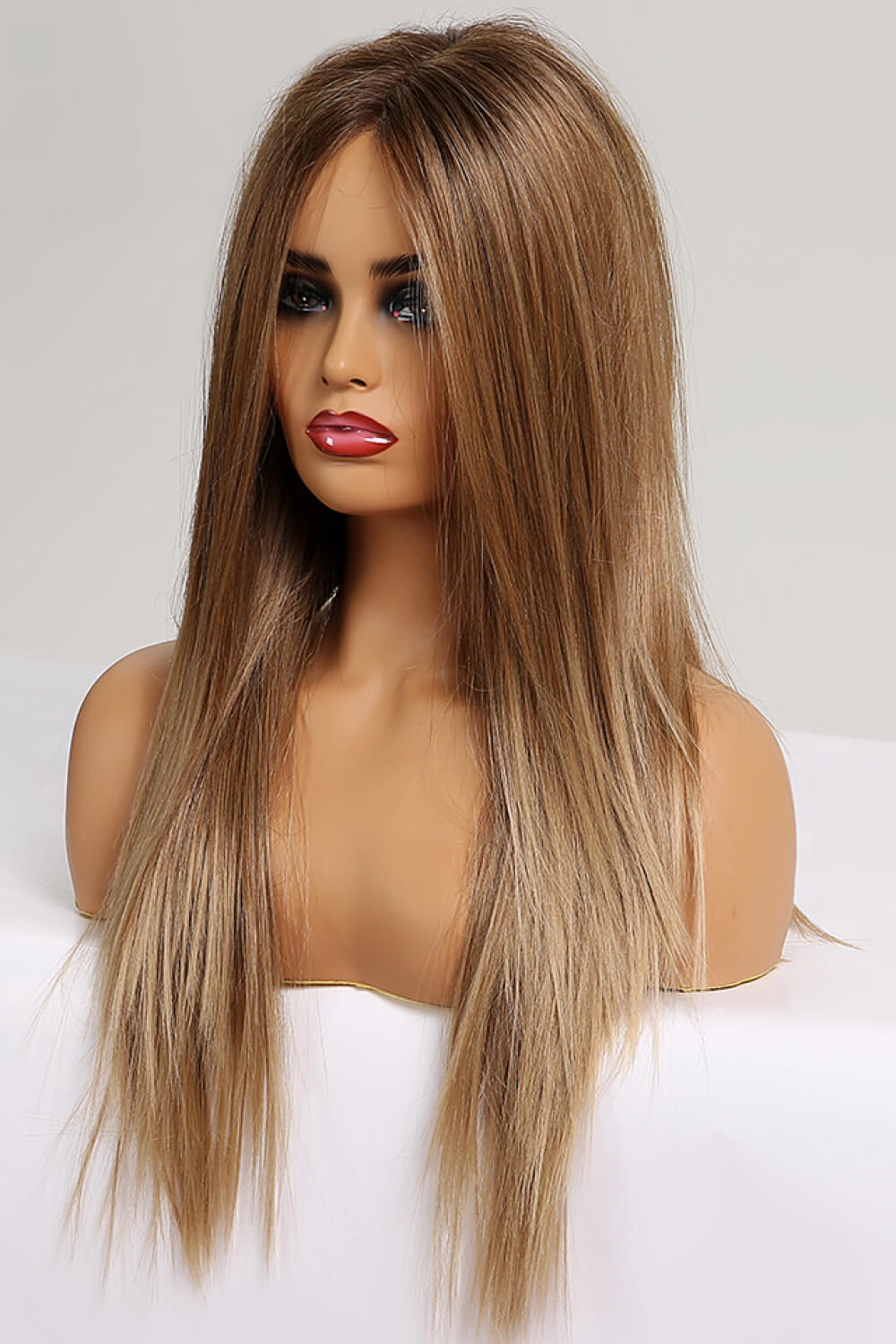 Light Gray Your Own Type 13*2" Lace Front Wigs Synthetic Long Straight 26'' 150% Density- Brunette Wigs