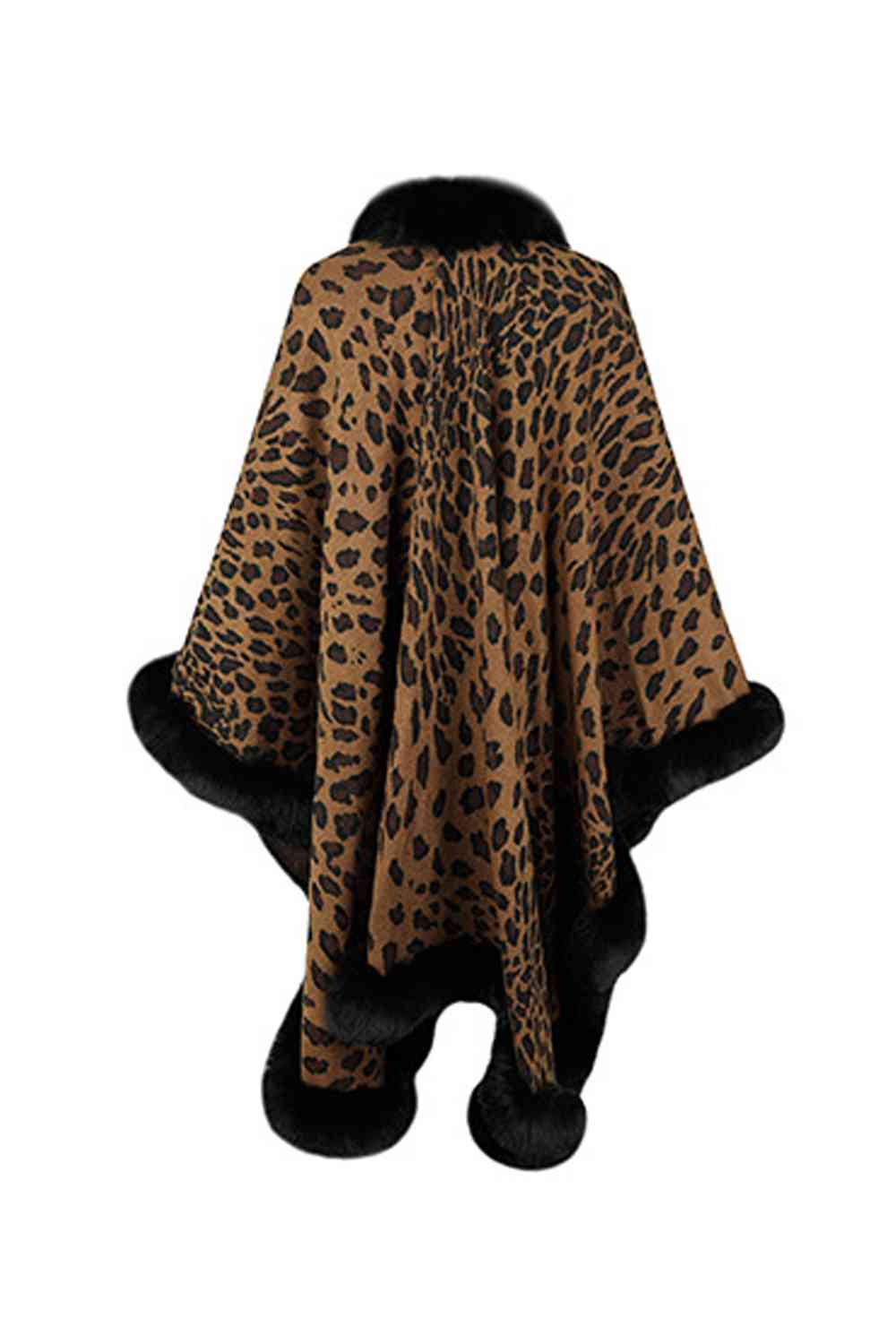 Black Leopard Open Front Poncho Trends