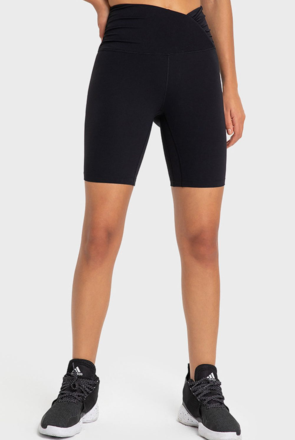 Black V-Waist Biker Shorts activewear