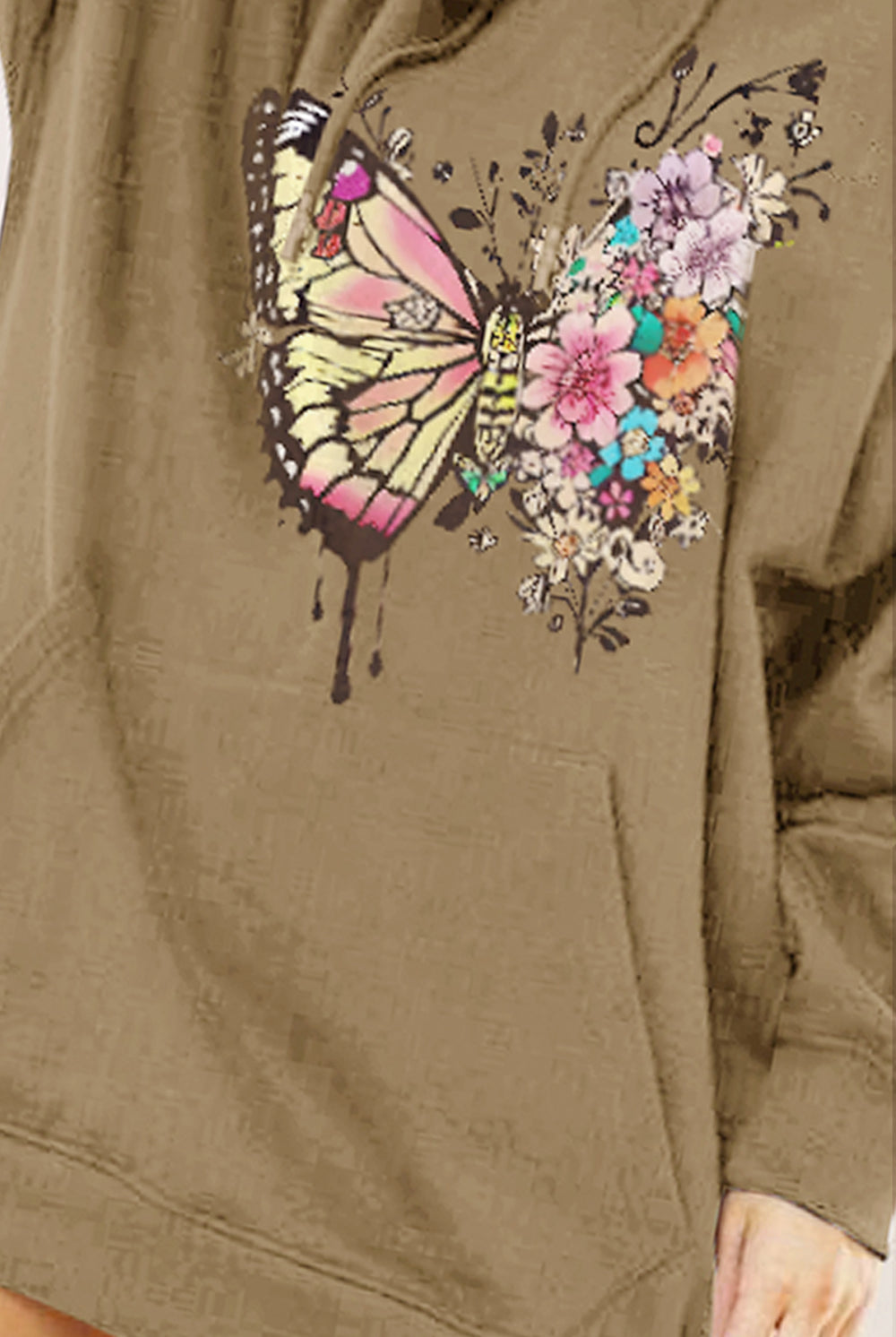 Dim Gray Simply Love Simply Love Full Size Butterfly Graphic Dropped Shoulder Hoodie Sweatshirts