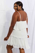 Light Gray Culture Code By The River Full Size Cascade Ruffle Style Cami Dress in Soft White Clothing