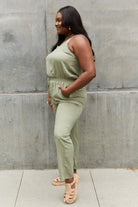 Dark Gray My Future Textured Woven Jumpsuit in Sage Jumpsuits & Rompers