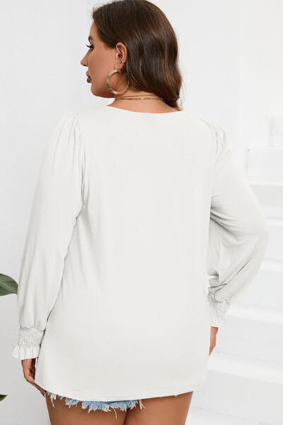 Lavender Plus Size Square Neck Lantern Sleeve T-Shirt Plus Size Clothing