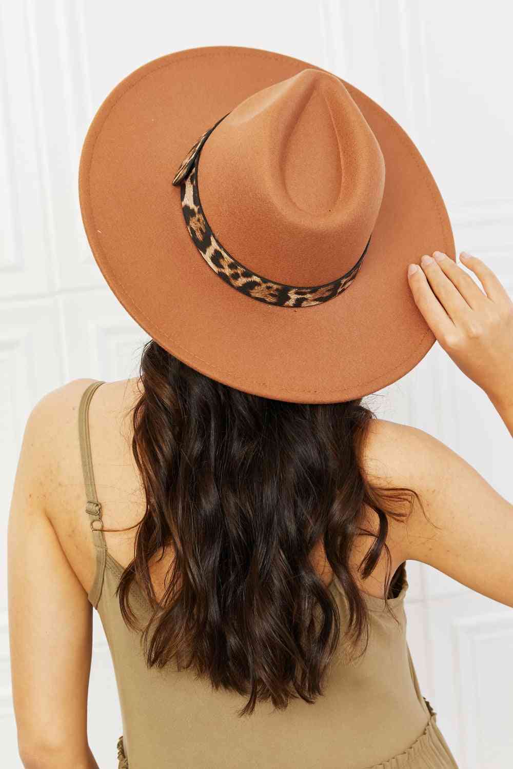 Dark Salmon Fame In The Wild Leopard Detail Fedora Hat Trends