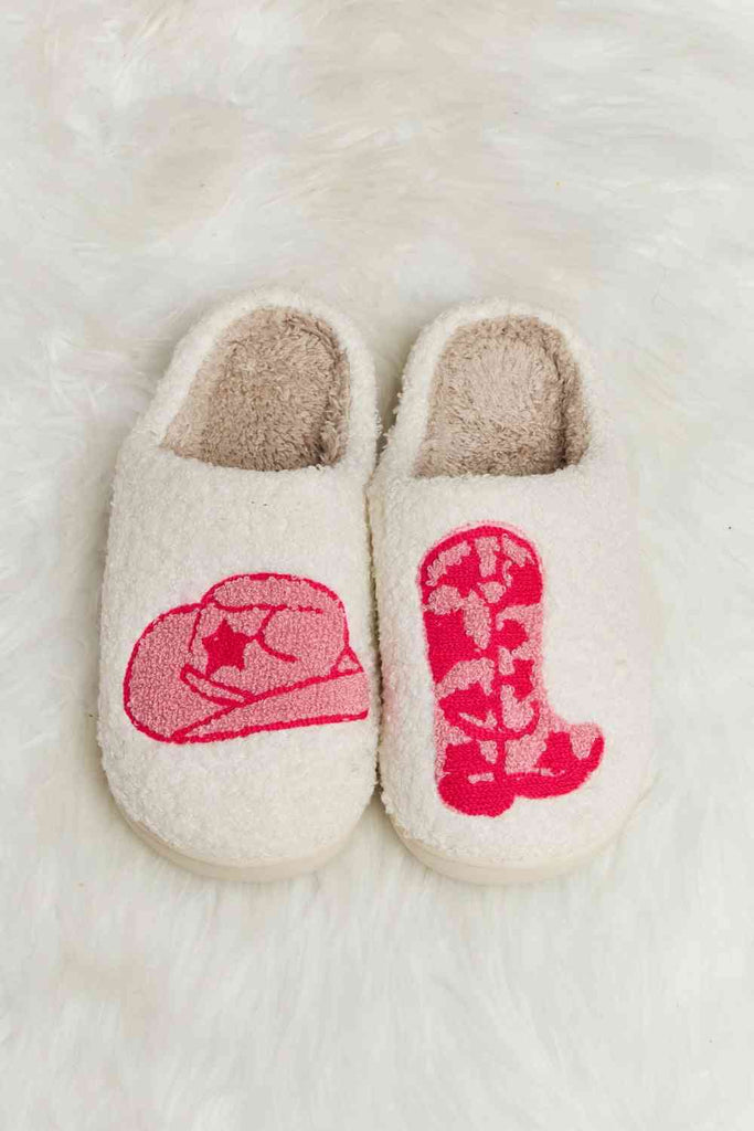 Light Gray Melody Printed Plush Slide Slippers Gifts