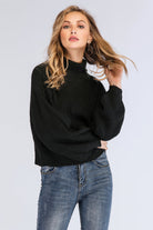 Light Gray Double Take Turtleneck Rib-Knit Dropped Shoulder Sweater Clothing