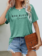 Dark Gray GOD BLESS AMERICA Graphic Short Sleeve Tee Tops