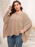 Light Gray Plus Size Round Neck Batwing Sleeve Sweater Plus Size Clothes