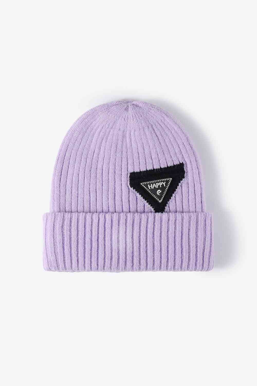 Lavender HAPPY Contrast Beanie Winter Accessories