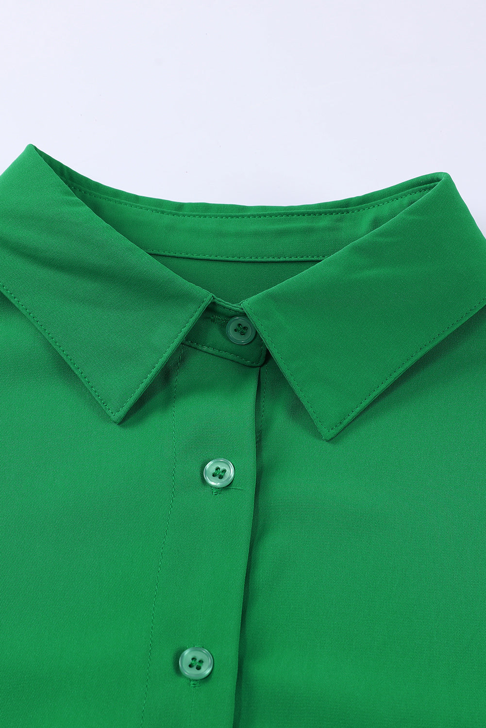 Sea Green Three-Quarter Sleeve Slit Shirt Tops