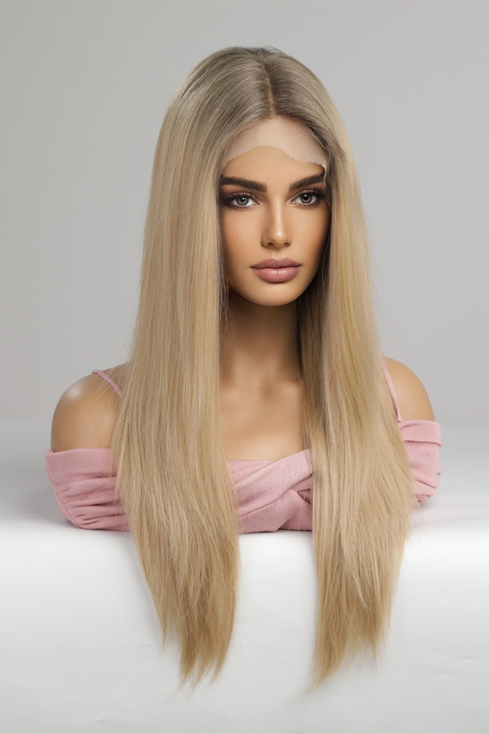 Gray Certified Steppa 13*2" Lace Front Wigs Synthetic Long Straight 24'' 150% Density- Blonde Wigs