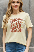 Rosy Brown Simply Love Full Size FOCUS ON THE GOOD THINGS Graphic Cotton Tee