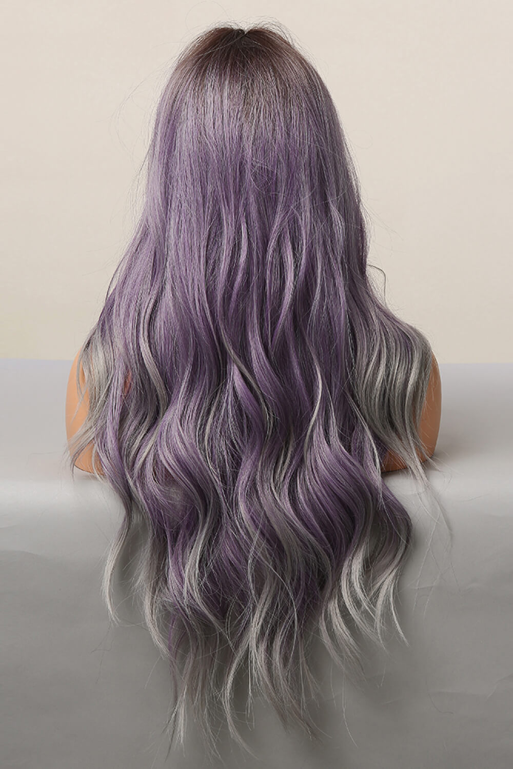 Slate Gray Elegant Wave Full Machine Synthetic Wigs in Purple 26'' Wigs