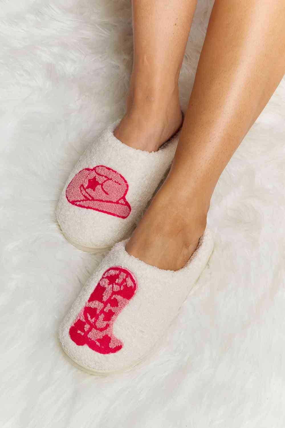 Light Gray Melody Printed Plush Slide Slippers Gifts