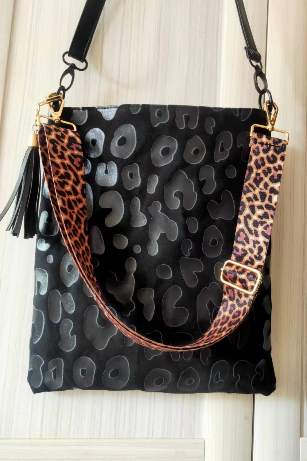 Black Adored PU Leather Shoulder Bag with Tassel Handbags