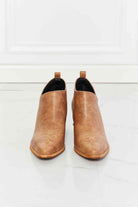 Beige MMShoes Trust Yourself Embroidered Crossover Cowboy Bootie in Caramel Shoes