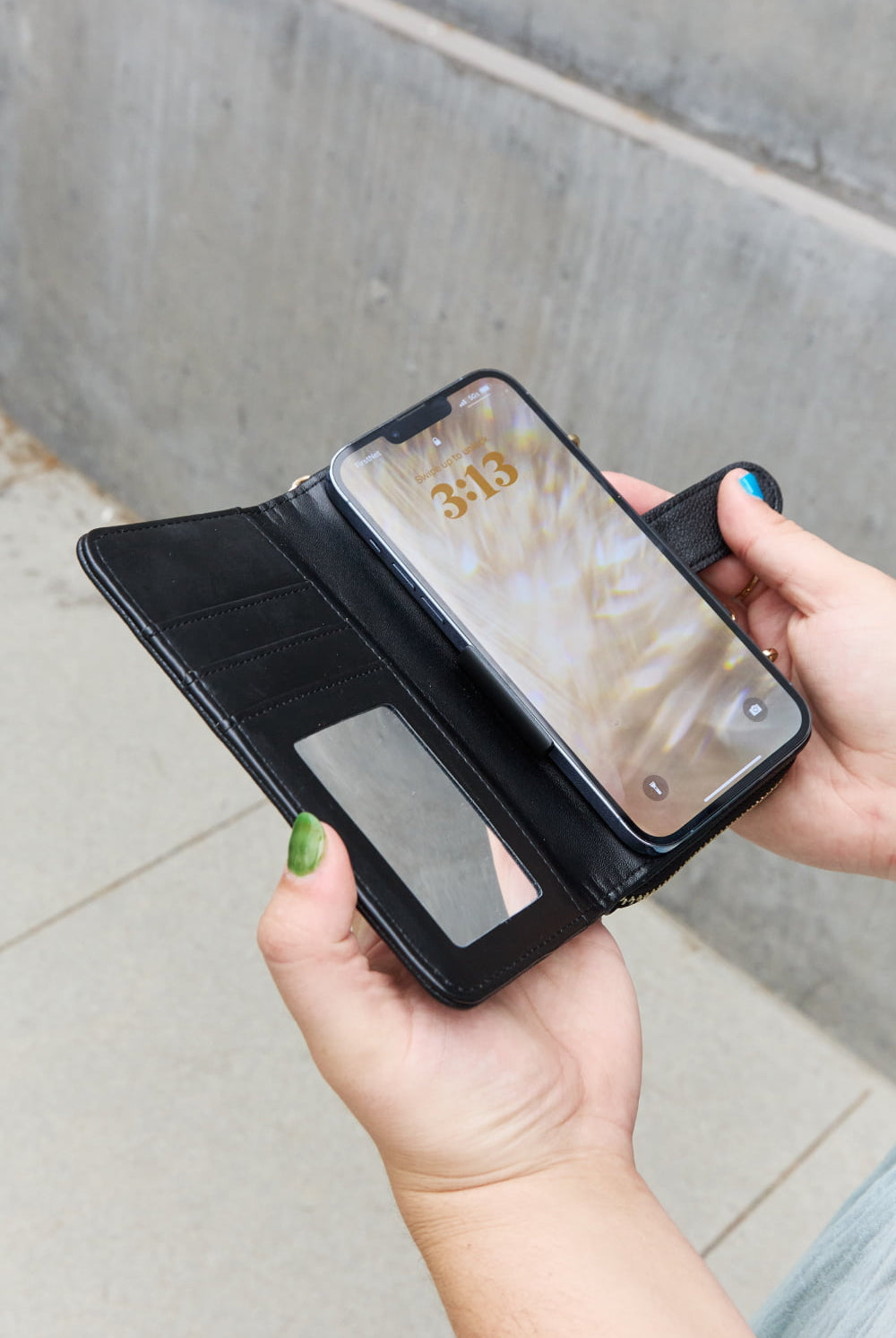 Gray Nicole Lee USA Two-Piece Crossbody Phone Case Wallet Handbags