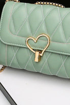 Dark Sea Green Her Style Heart Buckle PU Leather Crossbody Bag Handbags