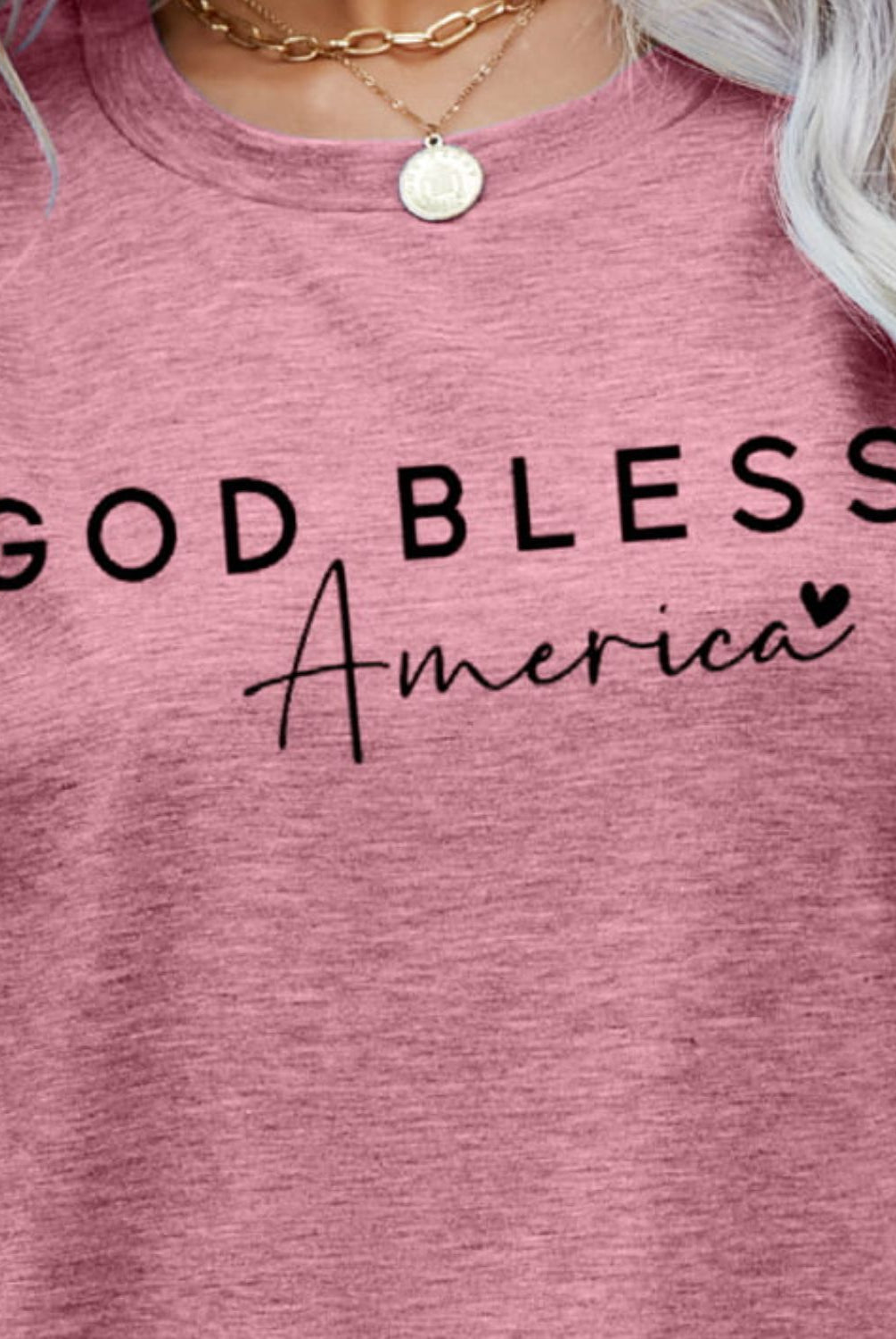 Rosy Brown GOD BLESS AMERICA Graphic Short Sleeve Tee Tops