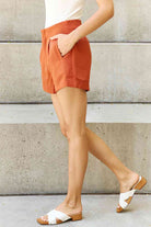 Gray And The Why Every Little Thing Full Size Pleated High Waisted Shorts in Ochre Shorts