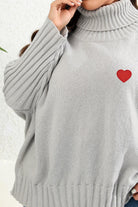 Gray Plus Size Turtle Neck Long Sleeve Sweater Clothing