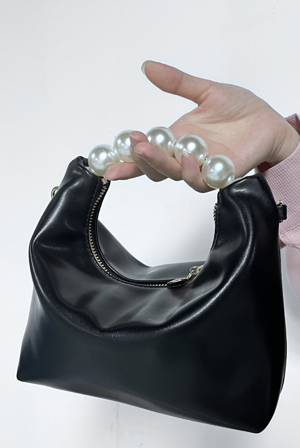 Light Gray Adored PU Leather Pearl Handbag Handbags