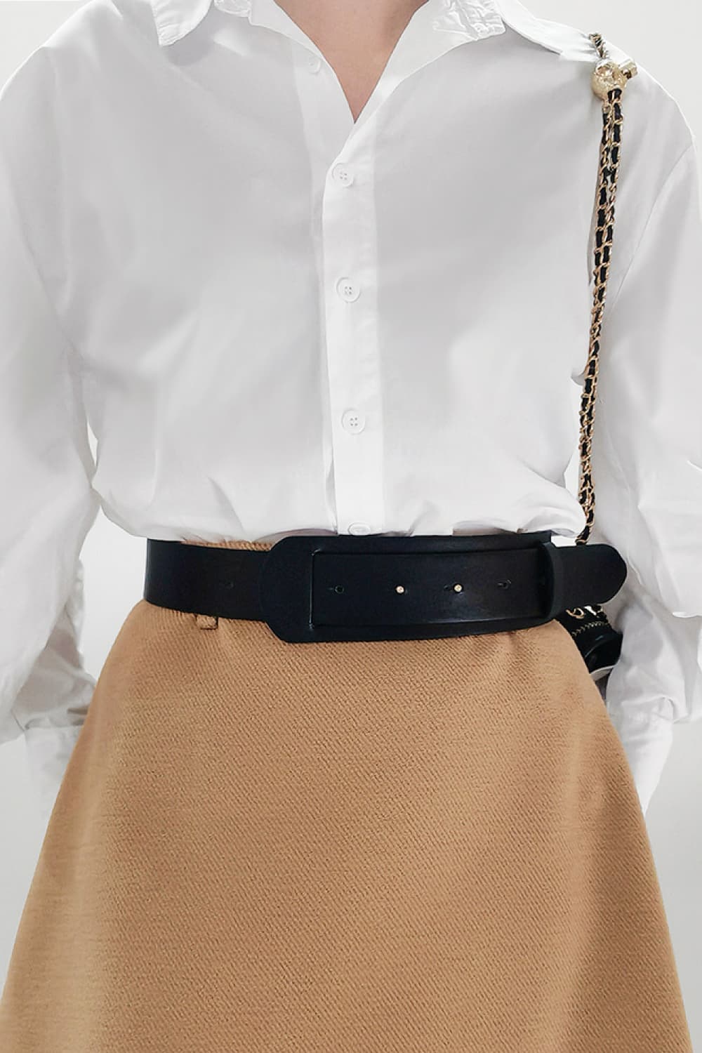 Gray PU Leather Belt Clothing