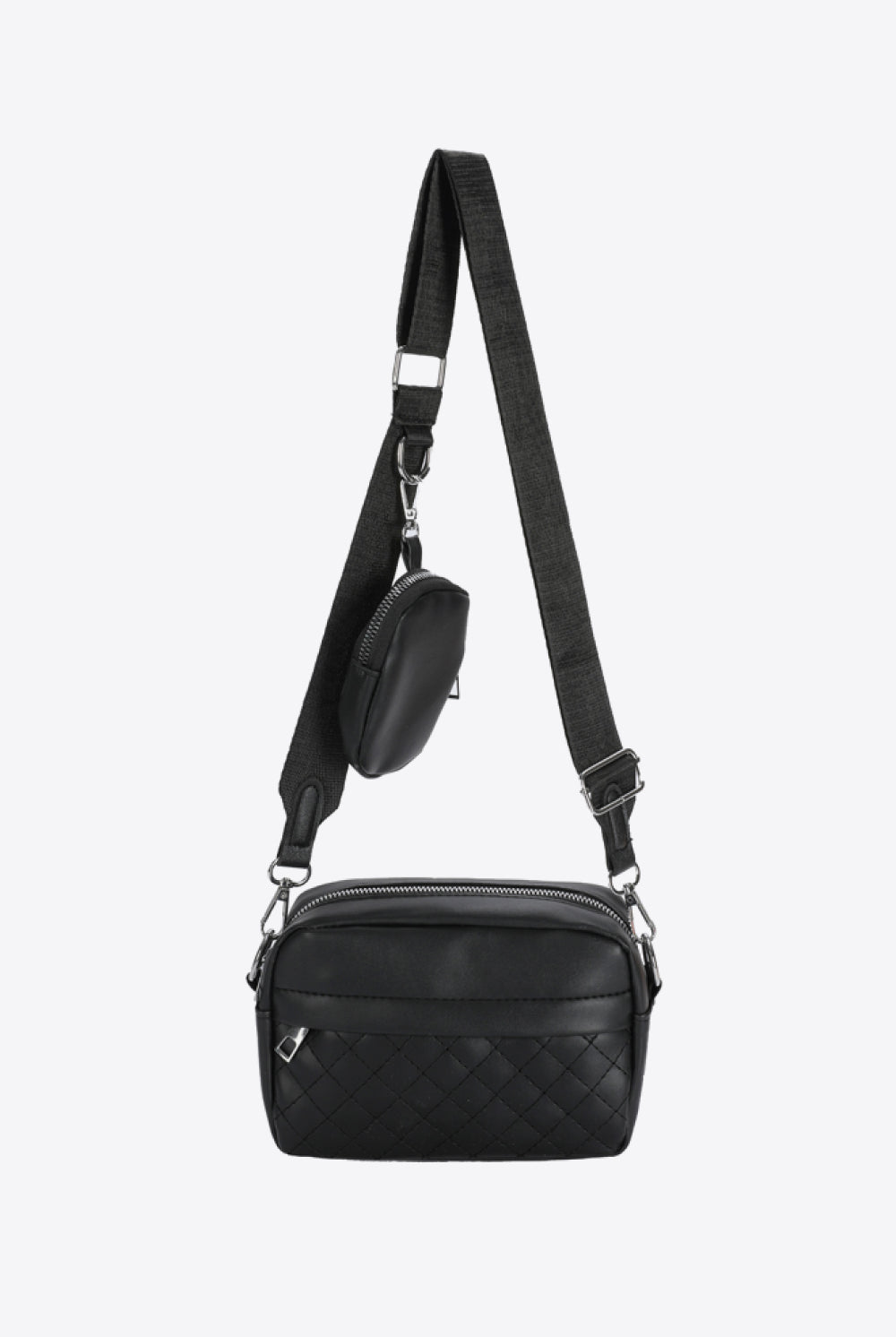 White Smoke Adored PU Leather Shoulder Bag with Small Purse Handbags