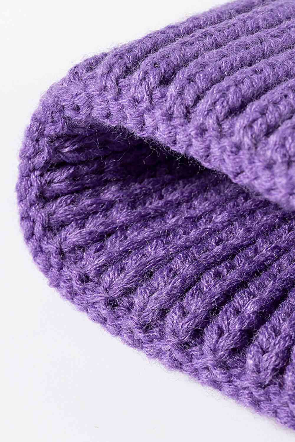 Medium Purple Letter C Patch Cuffed Beanie Winter Accessories