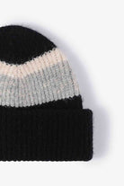 Light Gray Tricolor Cuffed Knit Beanie Winter Accessories