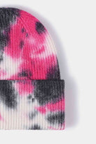 Light Gray Tie-Dye Cuffed Rib-Knit Beanie Hat Winter Accessories