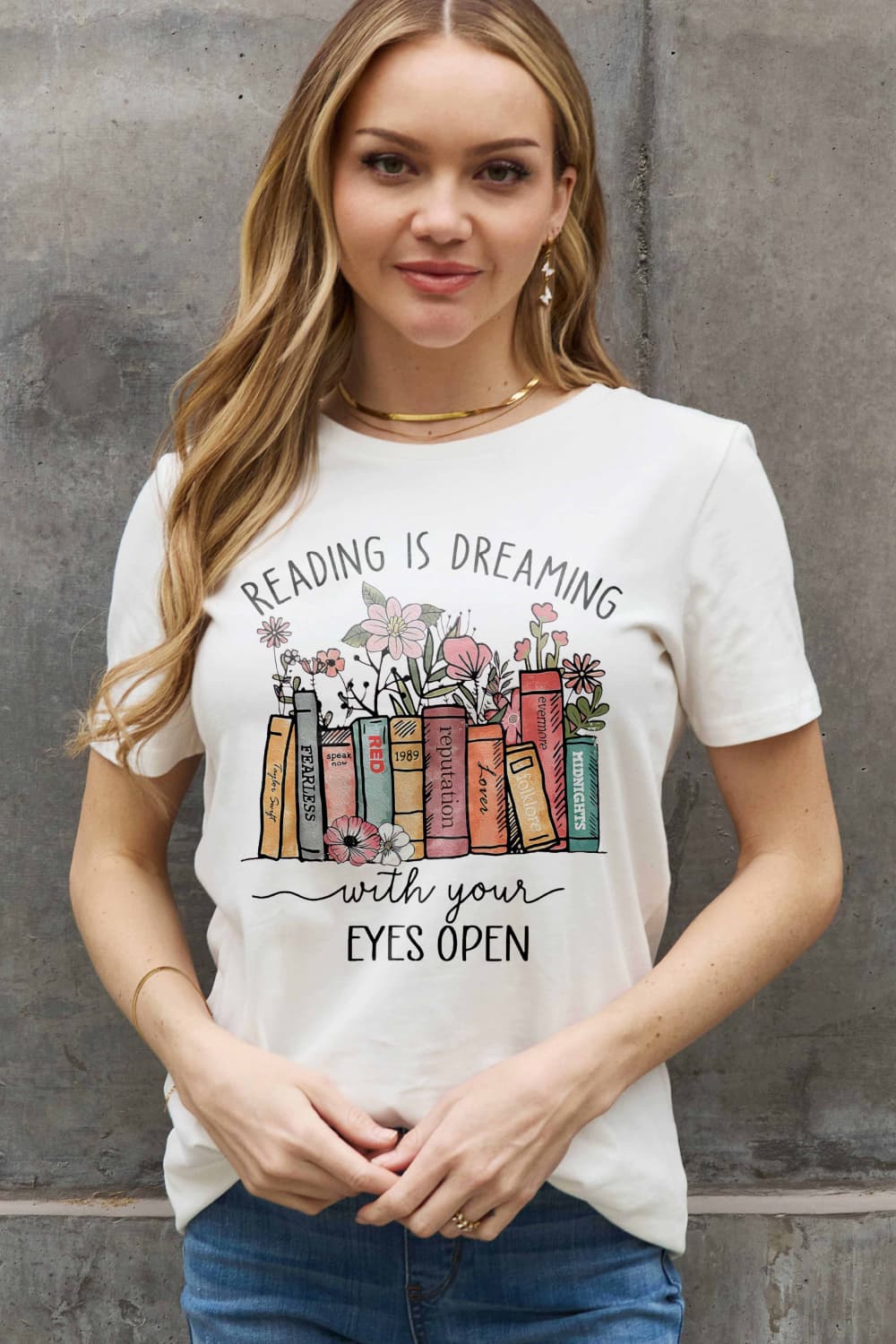 Dim Gray Simply Love Simply Love Full Size READING IS DREAMING WITH YOUR EYES OPEN Graphic Cotton Tee