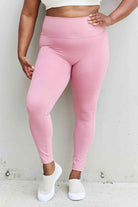 Light Gray Fit For You Full Size High Waist Active Leggings in Light Rose activewear