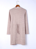 Light Gray Long Sleeve Open Front Cardigan with Pocket