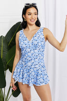 Light Gray Marina West Swim Full Size Clear Waters Swim Dress in Blue Swimwear