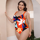 Tan Paradise Full Size Printed Scoop Neck Sleeveless One-Piece Swimsuit Plus Size Swimsuits